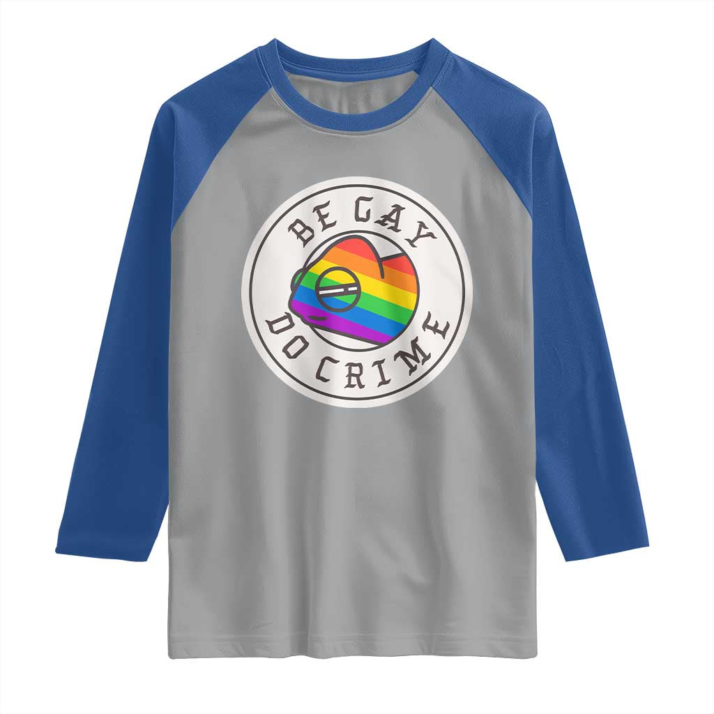 Be Gay Do Crime Rainbow Chameleon LGBTQ Pride Flag Raglan Shirt - Wonder Print Shop