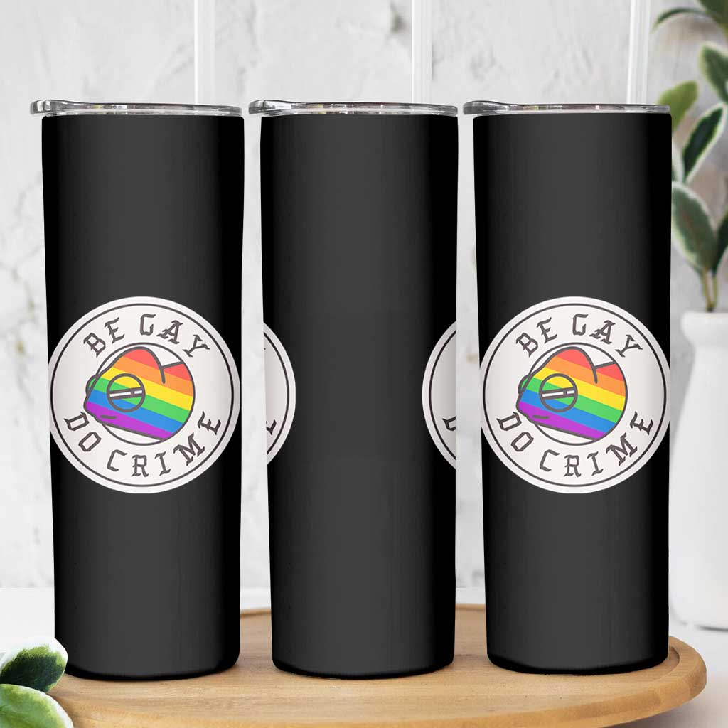 Be Gay Do Crime Rainbow Chameleon LGBTQ Pride Flag Skinny Tumbler - Wonder Print Shop