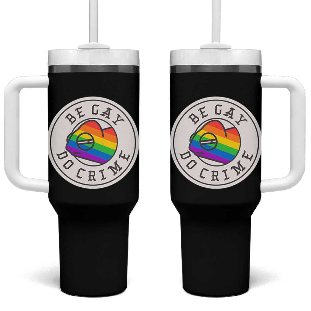 Be Gay Do Crime Rainbow Chameleon LGBTQ Pride Flag Tumbler With Handle - Wonder Print Shop