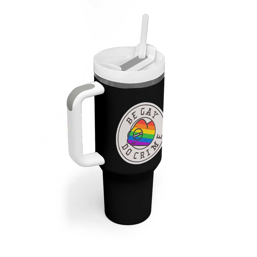 Be Gay Do Crime Rainbow Chameleon LGBTQ Pride Flag Tumbler With Handle - Wonder Print Shop
