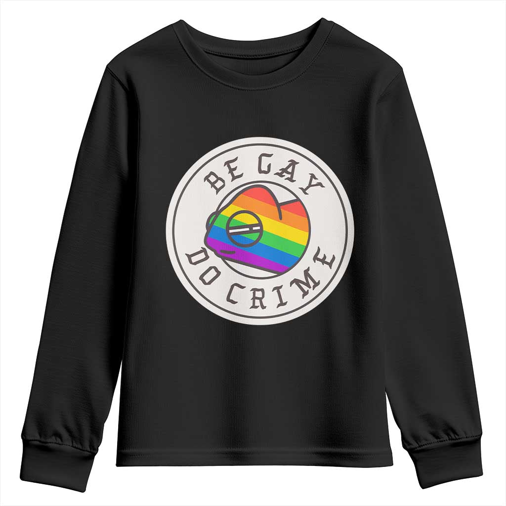 Be Gay Do Crime Rainbow Chameleon LGBTQ Pride Flag Youth Sweatshirt - Wonder Print Shop