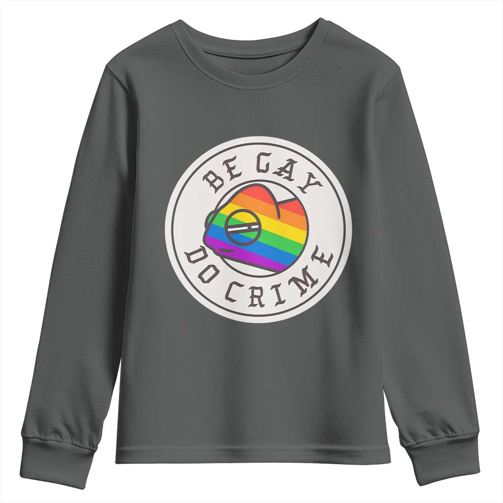 Be Gay Do Crime Rainbow Chameleon LGBTQ Pride Flag Youth Sweatshirt - Wonder Print Shop