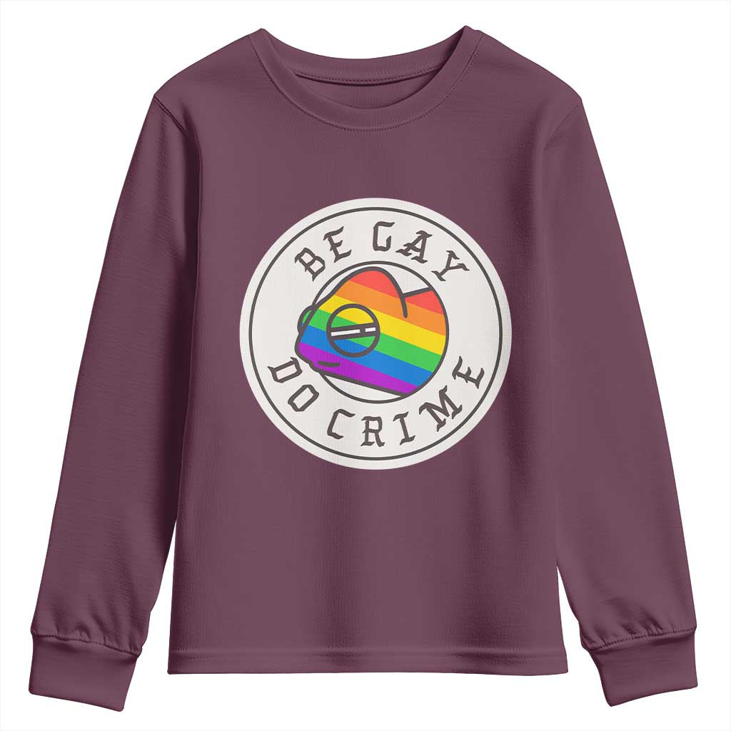 Be Gay Do Crime Rainbow Chameleon LGBTQ Pride Flag Youth Sweatshirt - Wonder Print Shop