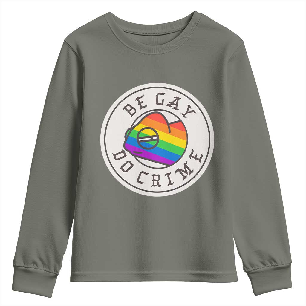 Be Gay Do Crime Rainbow Chameleon LGBTQ Pride Flag Youth Sweatshirt - Wonder Print Shop