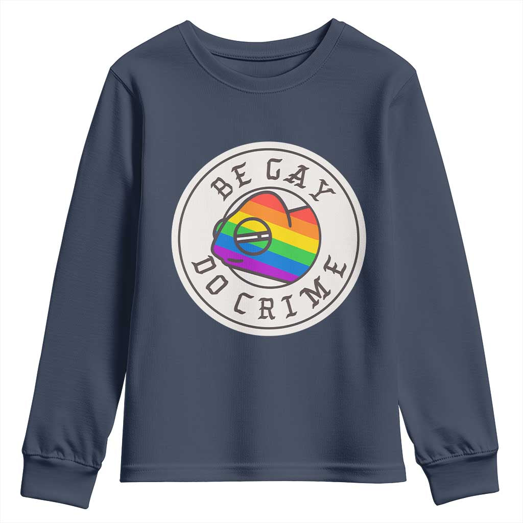 Be Gay Do Crime Rainbow Chameleon LGBTQ Pride Flag Youth Sweatshirt - Wonder Print Shop