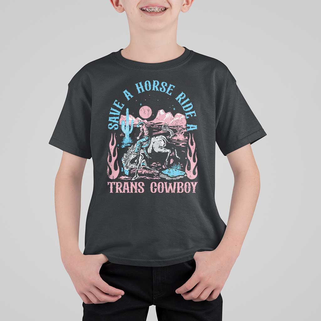 Save A Horse Ride A Trans Cowboy T Shirt For Kid Transgender Trans Pride LGBTQ
