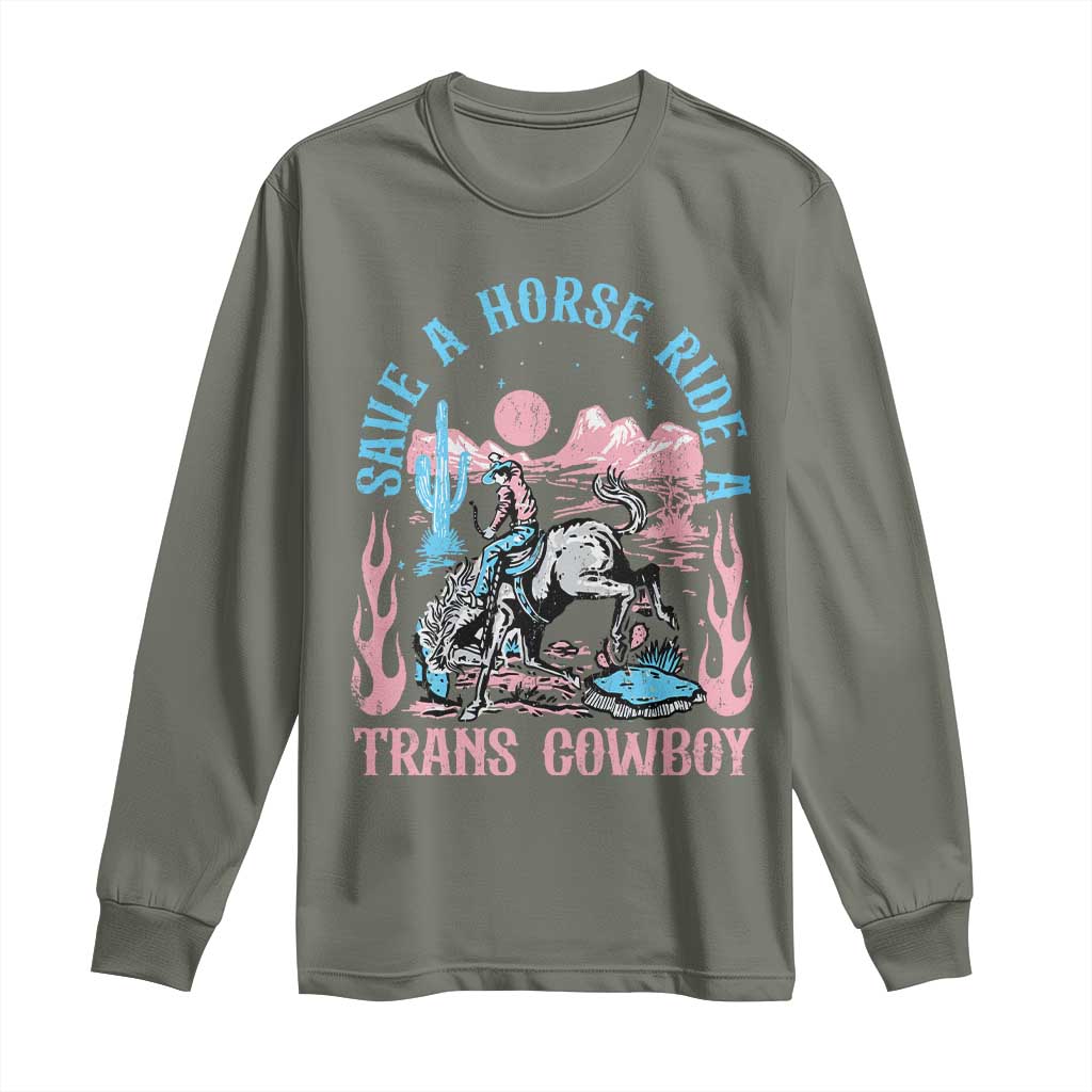 Save A Horse Ride A Trans Cowboy Long Sleeve Shirt Transgender Trans Pride LGBTQ
