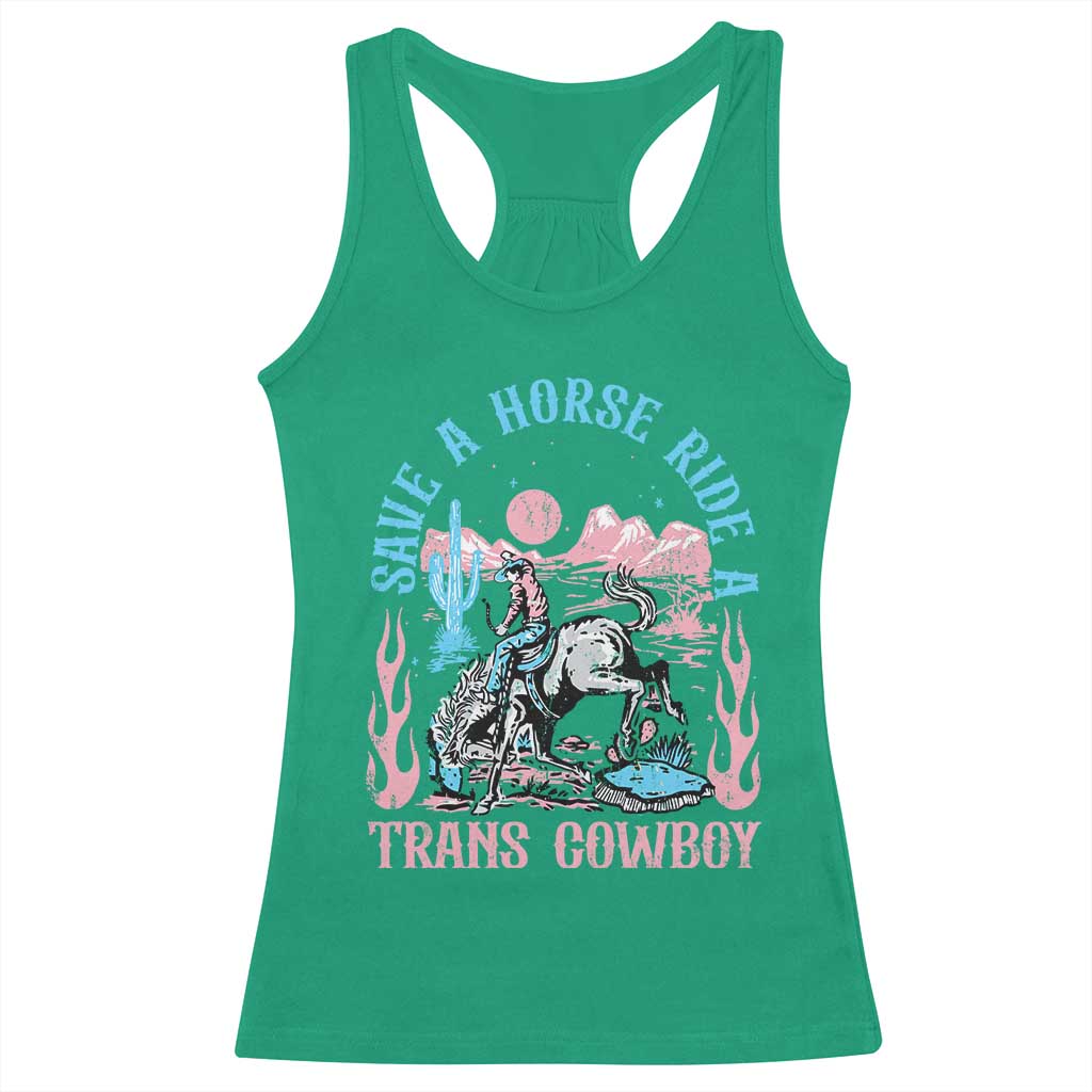 Save A Horse Ride A Trans Cowboy Racerback Tank Top Transgender Trans Pride LGBTQ
