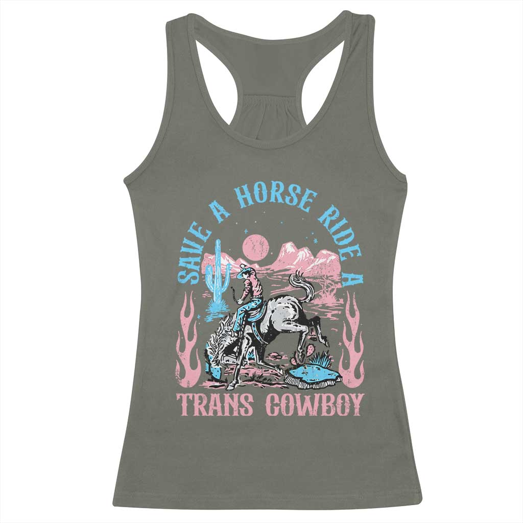 Save A Horse Ride A Trans Cowboy Racerback Tank Top Transgender Trans Pride LGBTQ