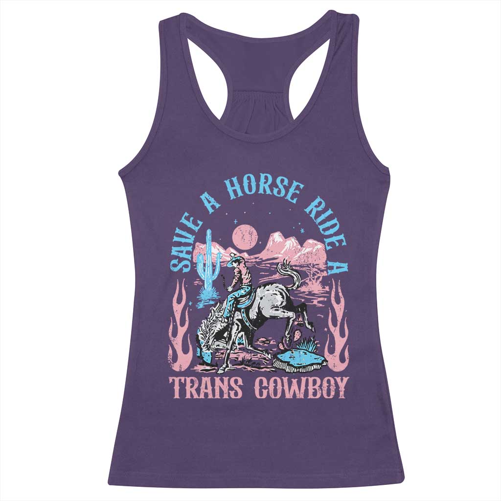 Save A Horse Ride A Trans Cowboy Racerback Tank Top Transgender Trans Pride LGBTQ