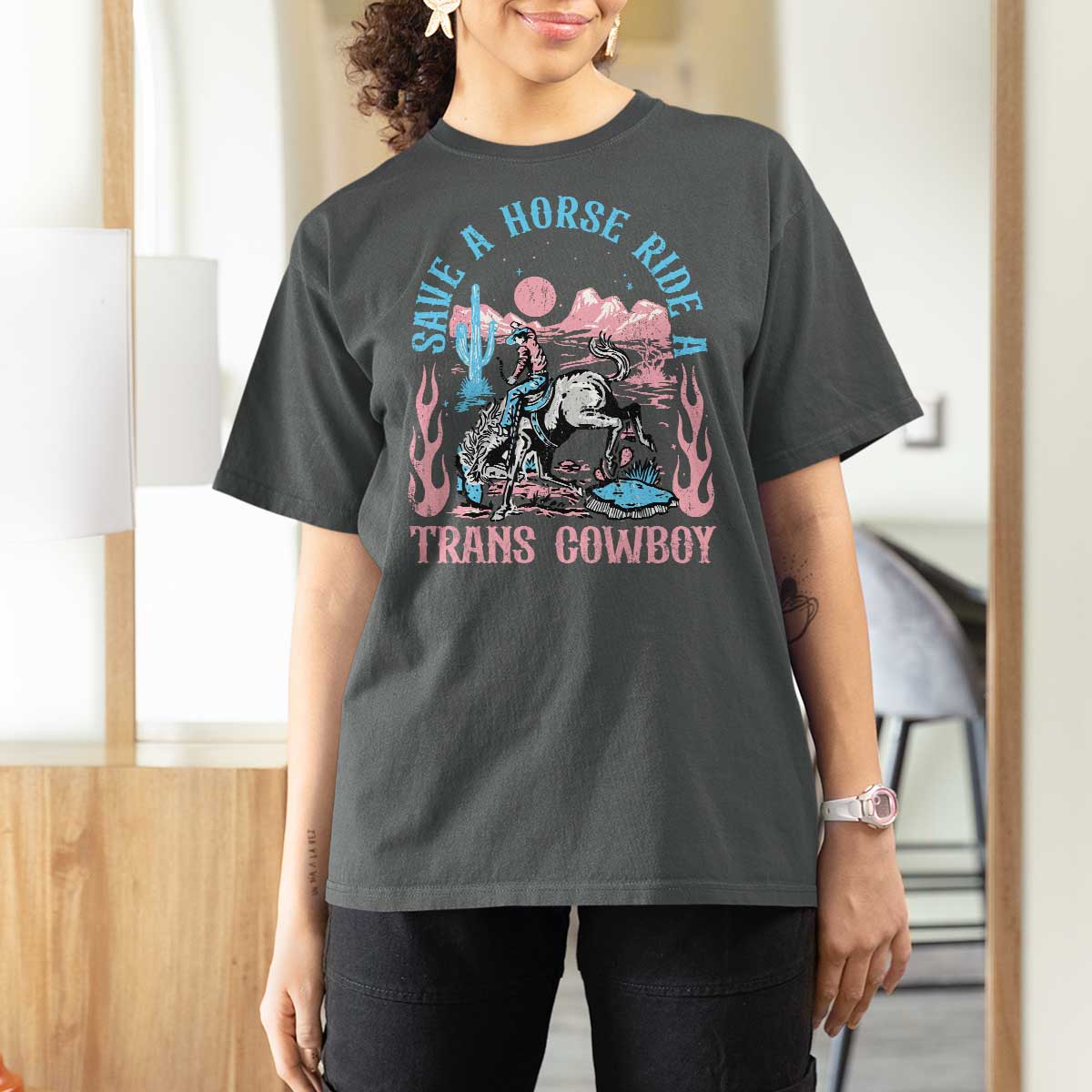 Save A Horse Ride A Trans Cowboy T Shirt For Women Transgender Trans Pride LGBTQ