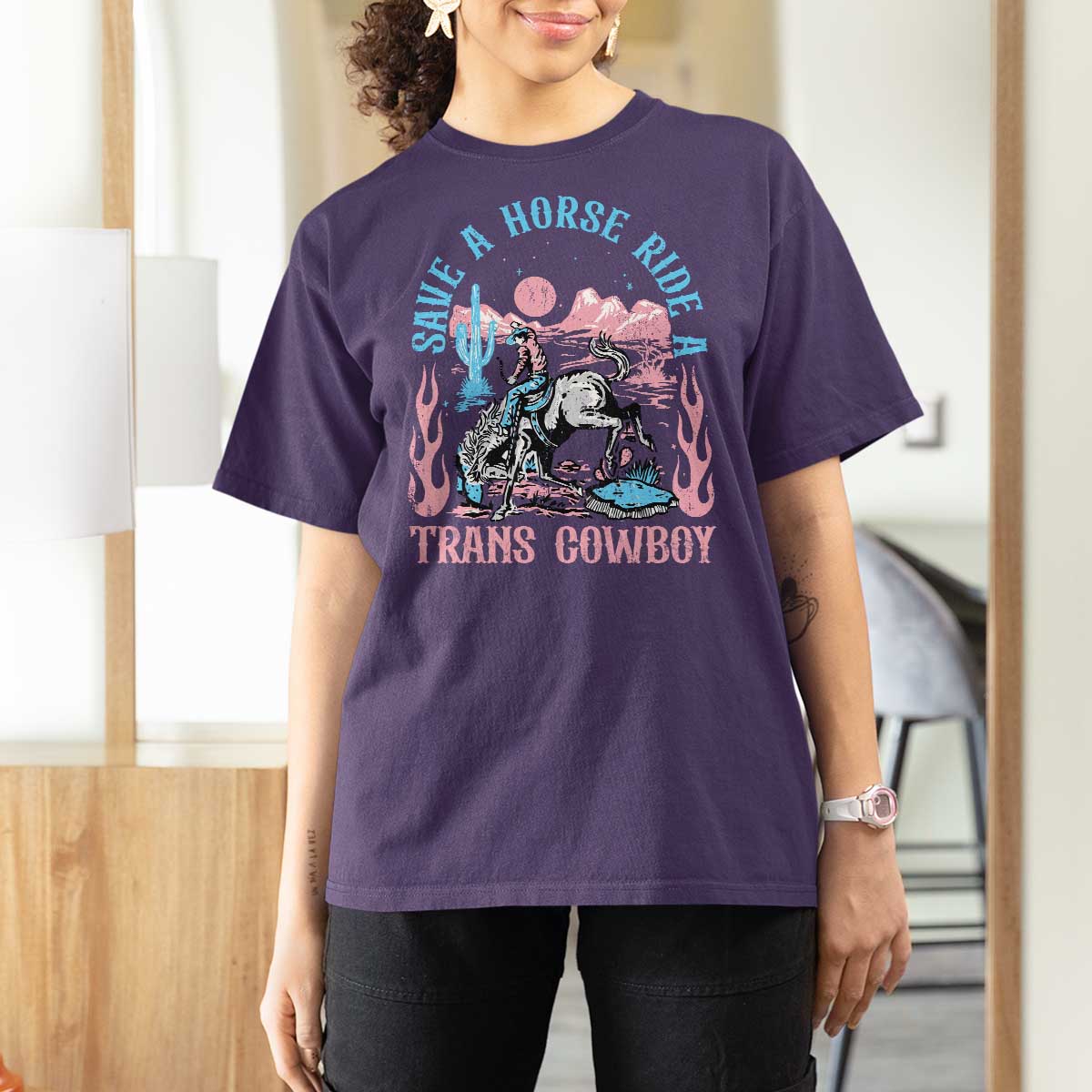 Save A Horse Ride A Trans Cowboy T Shirt For Women Transgender Trans Pride LGBTQ