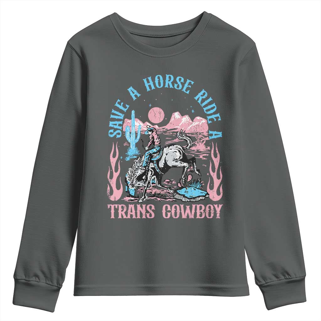 Save A Horse Ride A Trans Cowboy Youth Sweatshirt Transgender Trans Pride LGBTQ
