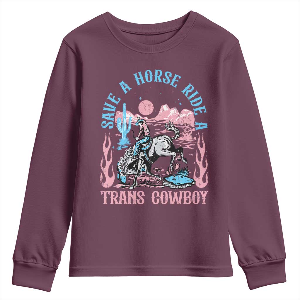 Save A Horse Ride A Trans Cowboy Youth Sweatshirt Transgender Trans Pride LGBTQ