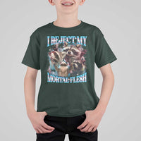 Funny LGBT Trans Pride T Shirt For Kid I Reject My Mortal Flesh Transgender Racoon Bootleg