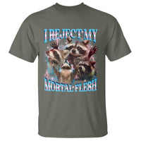 Funny LGBT Trans Pride T Shirt I Reject My Mortal Flesh Transgender Racoon Bootleg