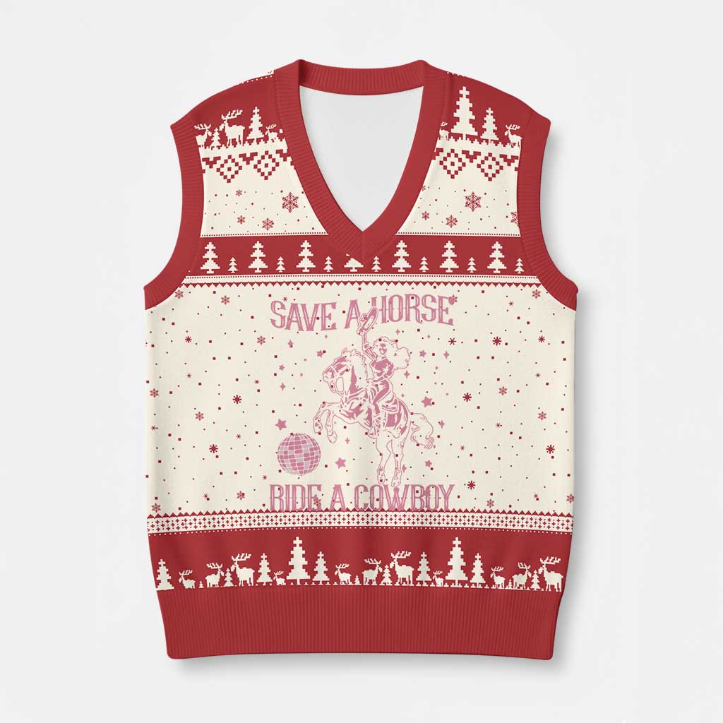 Save a Horse Ride A Cowboy V-Neck Knit Sweater Vest Funny Cowgirl Western Style