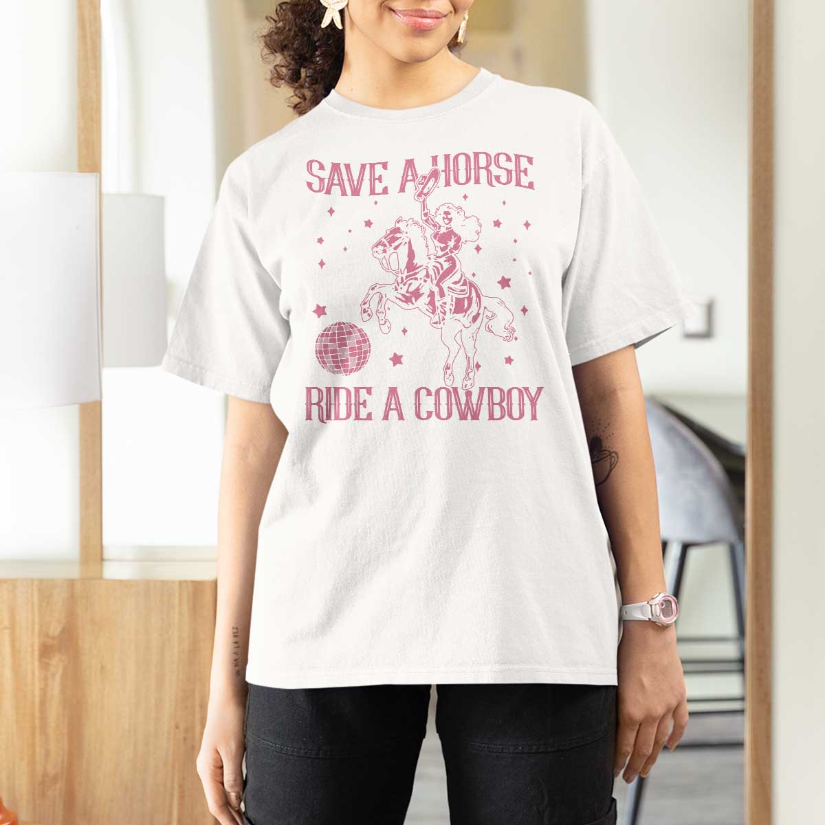 Save a Horse Ride A Cowboy T Shirt For Women Funny Cowgirl Western Style