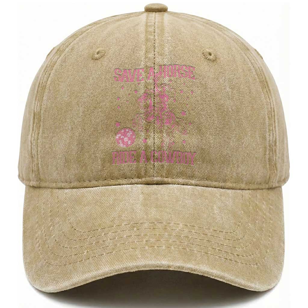 Save a Horse Ride A Cowboy Washed Cotton Baseball Cap Funny Cowgirl Western Style