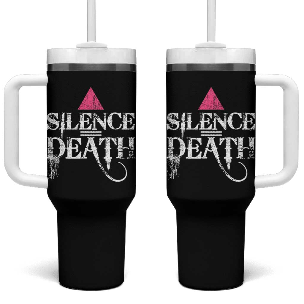 Silence Death Tumbler With Handle LGBTQ Pride Month - Wonder Print Shop