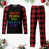 Queer Pride Plaid Pajama Set Queer People Will Always Exist LGBTQIA Gay Ally - Wonder Print Shop