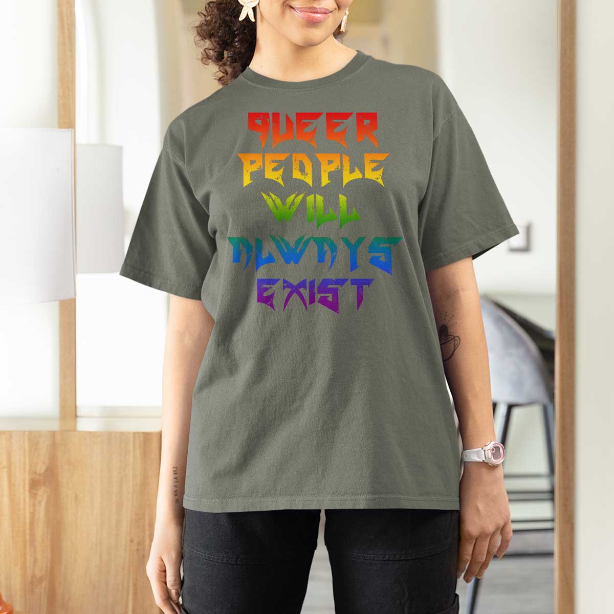 Queer Pride T Shirt For Women Queer People Will Always Exist LGBTQIA Gay Ally - Wonder Print Shop