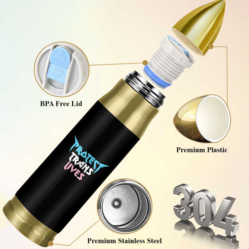 Protect Trans Lives Bullet Tumbler Heavy Metal - Wonder Print Shop