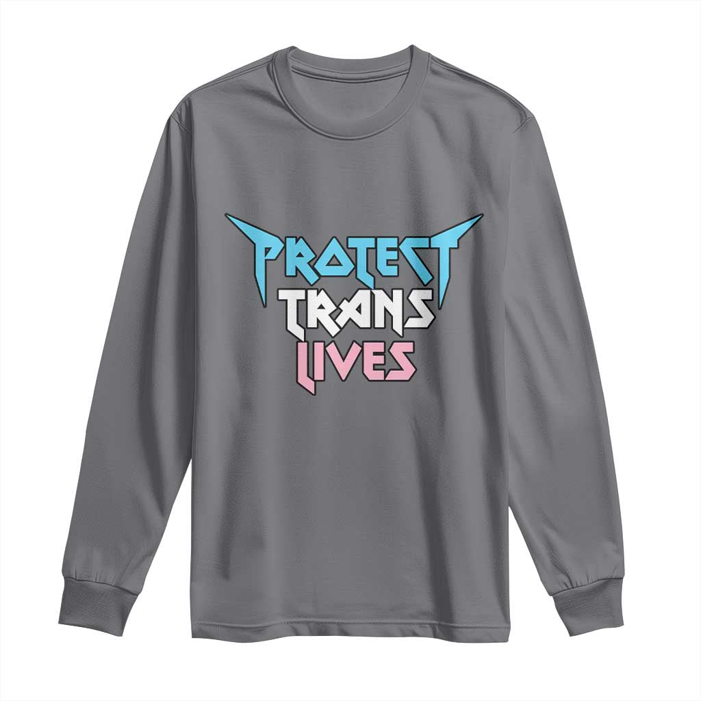 Protect Trans Lives Long Sleeve Shirt Heavy Metal - Wonder Print Shop