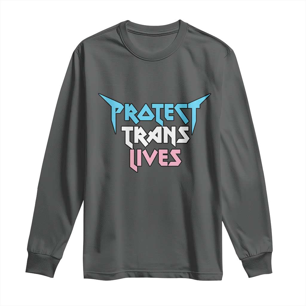 Protect Trans Lives Long Sleeve Shirt Heavy Metal - Wonder Print Shop