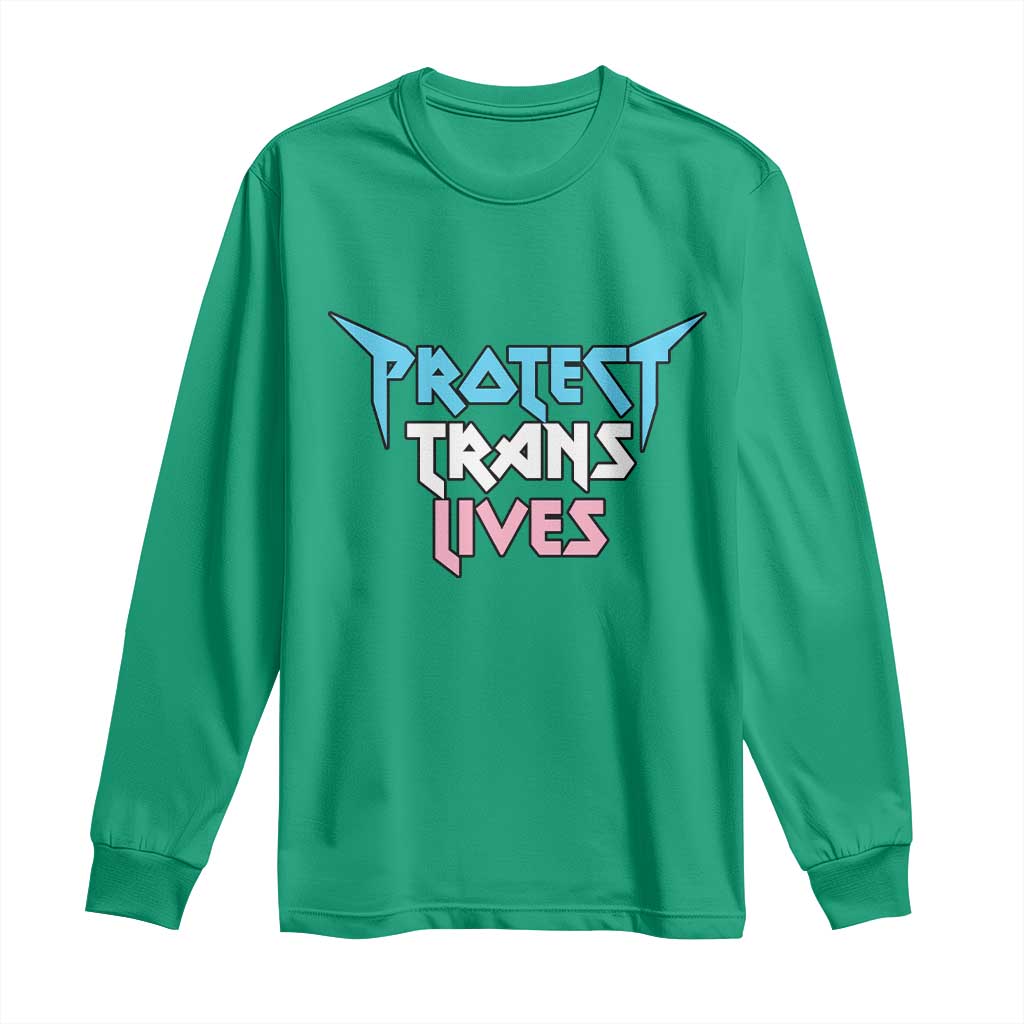 Protect Trans Lives Long Sleeve Shirt Heavy Metal - Wonder Print Shop