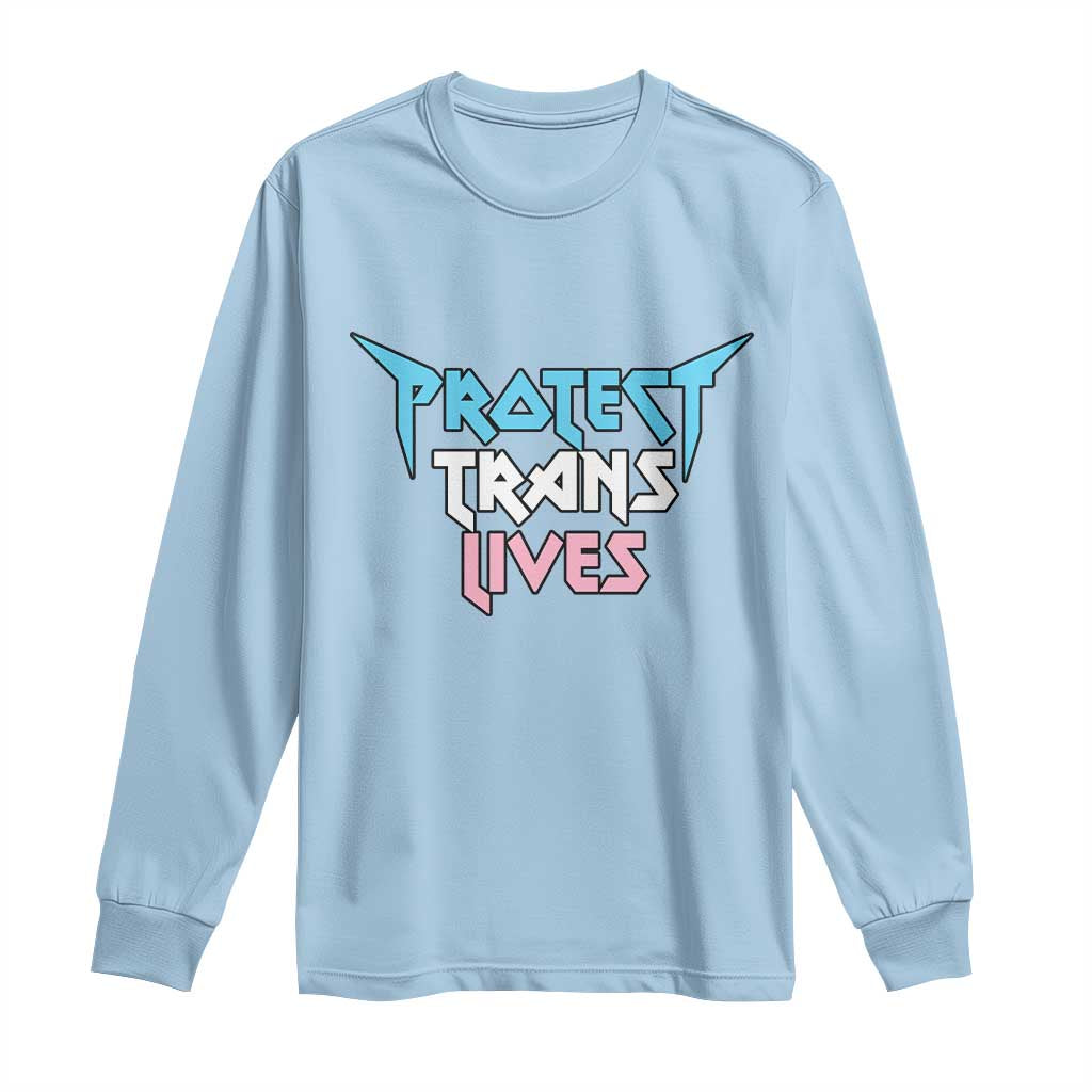 Protect Trans Lives Long Sleeve Shirt Heavy Metal - Wonder Print Shop