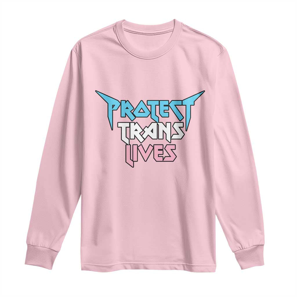 Protect Trans Lives Long Sleeve Shirt Heavy Metal - Wonder Print Shop