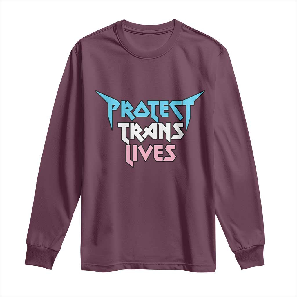 Protect Trans Lives Long Sleeve Shirt Heavy Metal - Wonder Print Shop