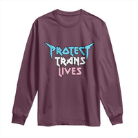 Protect Trans Lives Long Sleeve Shirt Heavy Metal - Wonder Print Shop