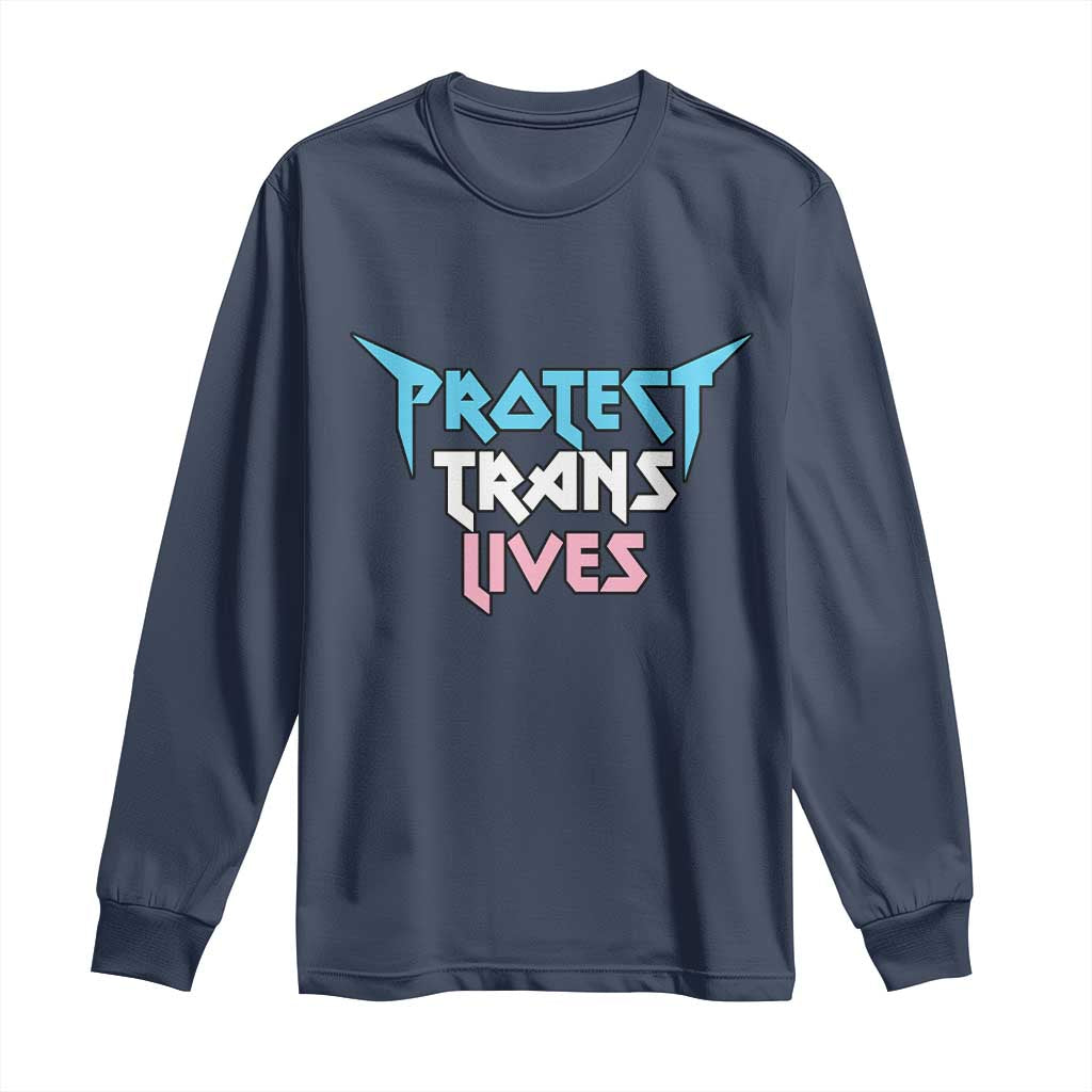 Protect Trans Lives Long Sleeve Shirt Heavy Metal - Wonder Print Shop