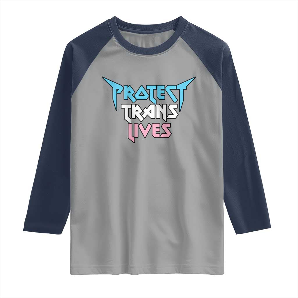 Protect Trans Lives Raglan Shirt Heavy Metal - Wonder Print Shop
