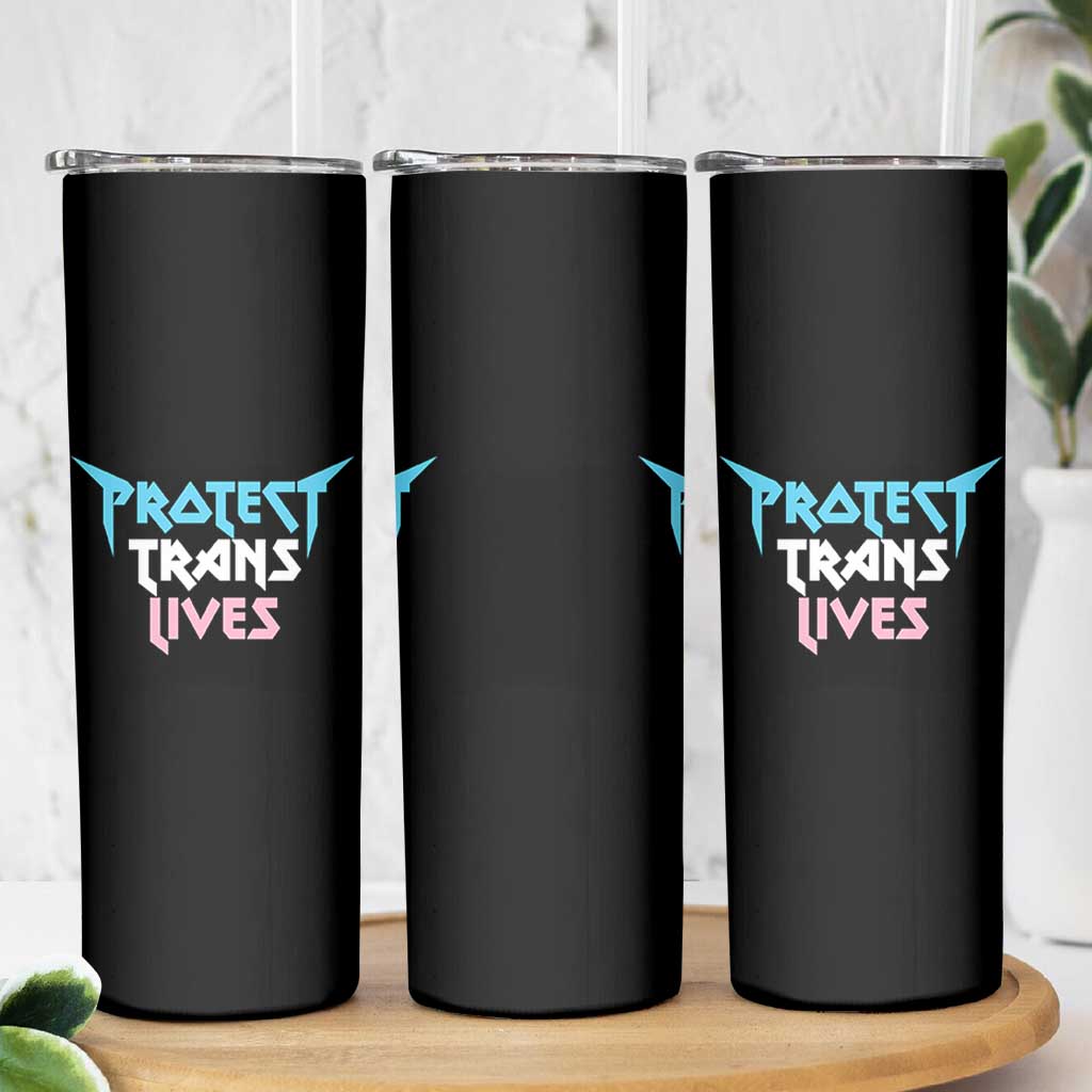 Protect Trans Lives Skinny Tumbler Heavy Metal - Wonder Print Shop