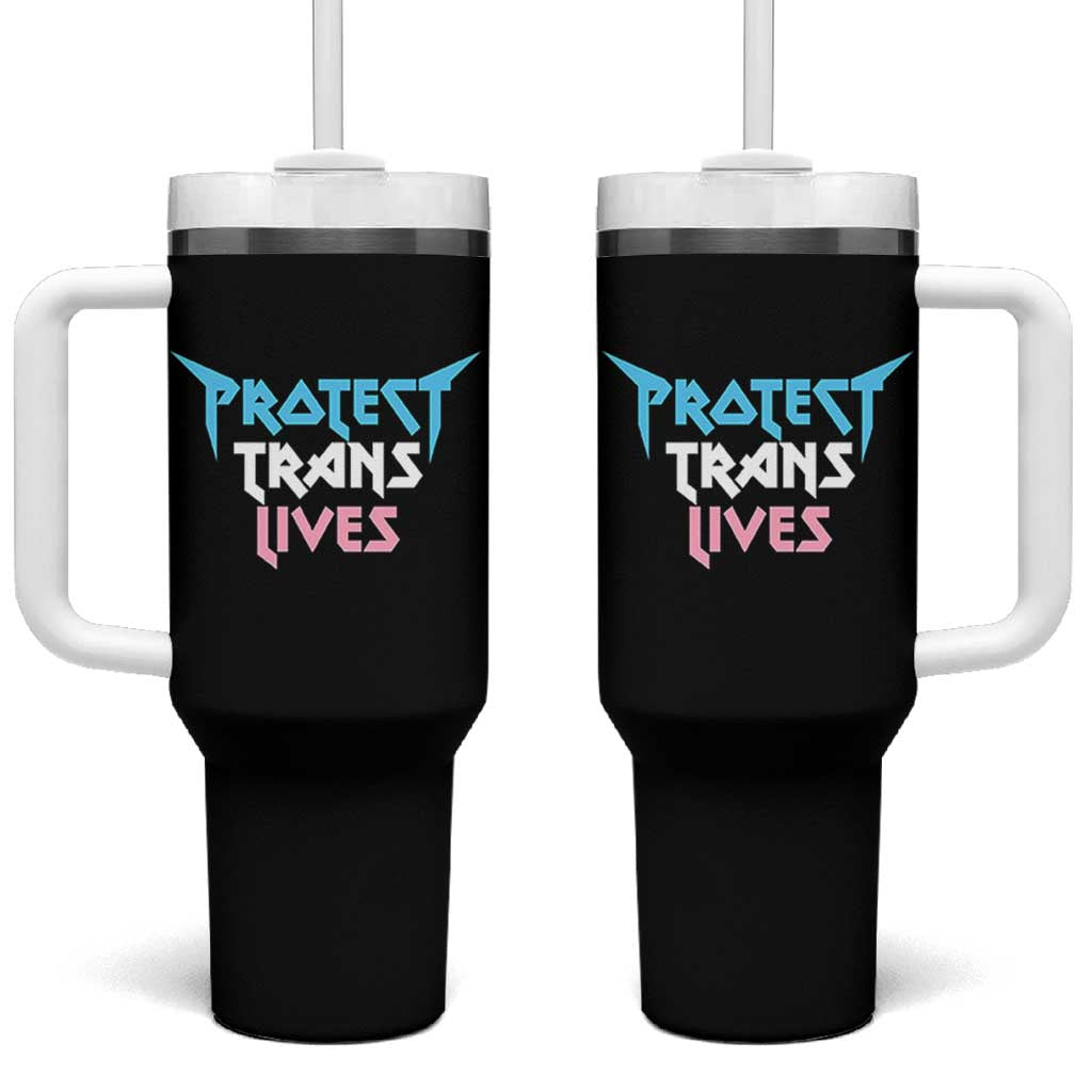Protect Trans Lives Tumbler With Handle Heavy Metal - Wonder Print Shop
