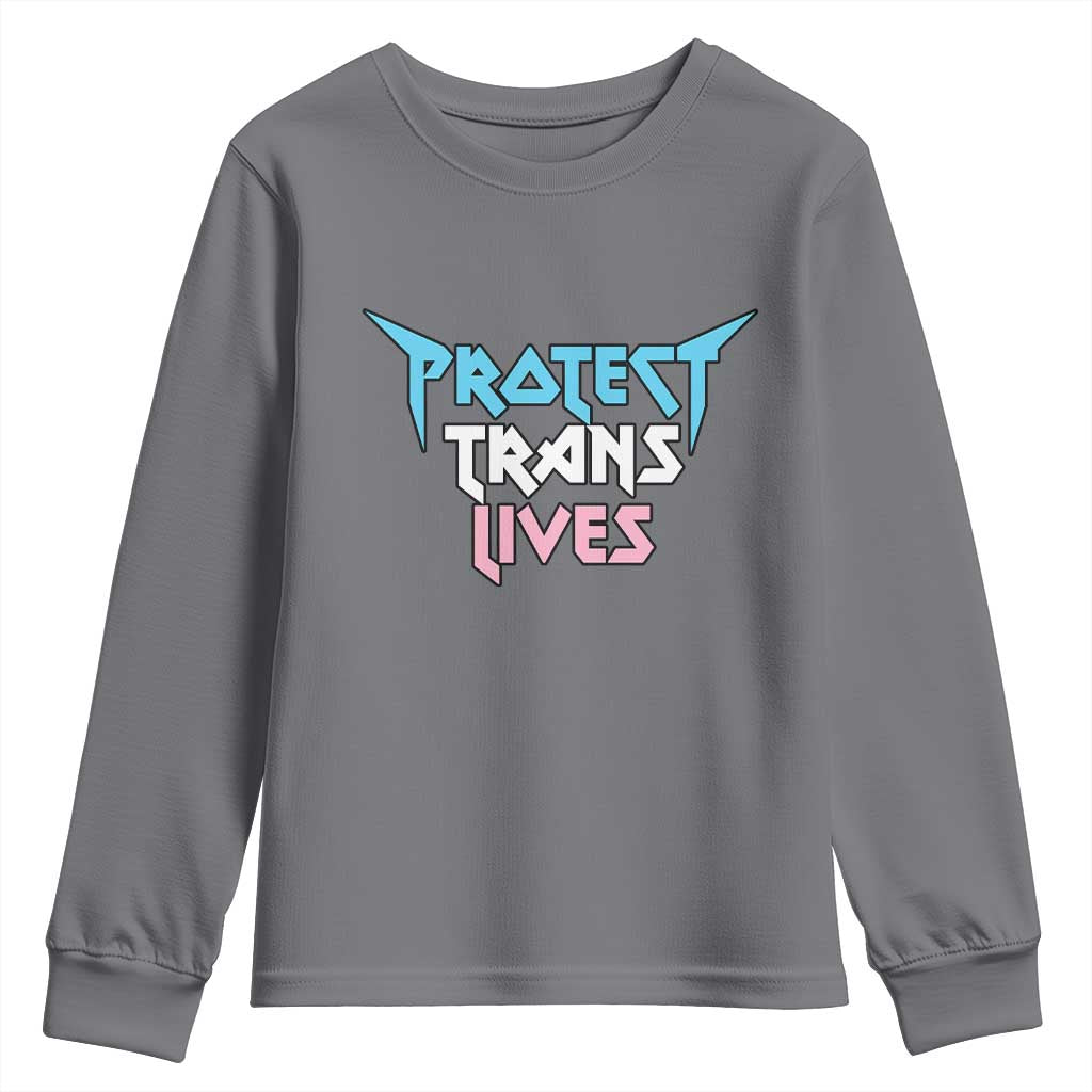 Protect Trans Lives Youth Sweatshirt Heavy Metal - Wonder Print Shop