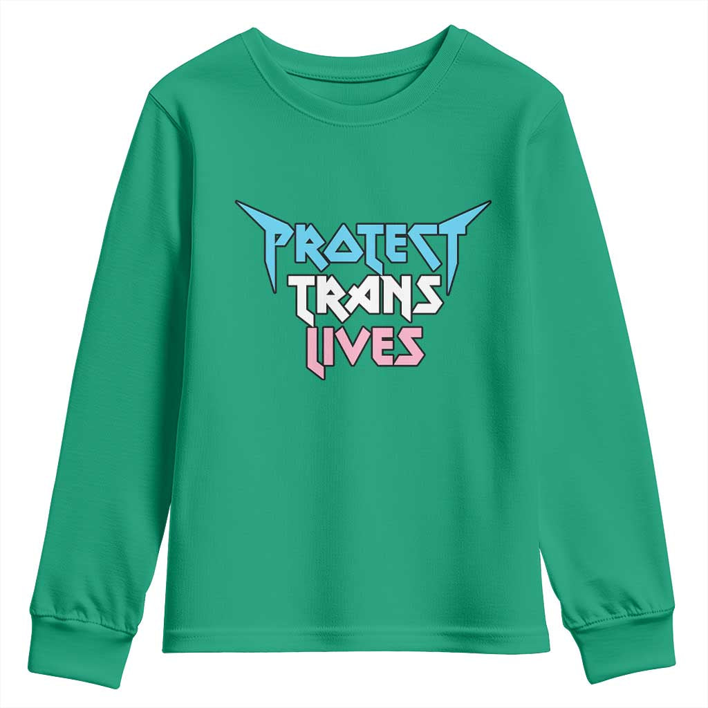 Protect Trans Lives Youth Sweatshirt Heavy Metal - Wonder Print Shop