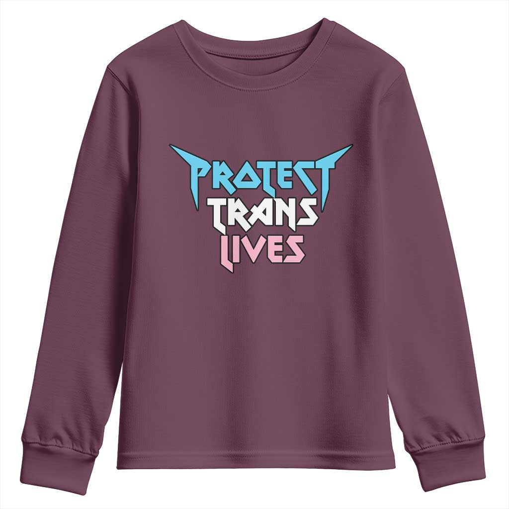 Protect Trans Lives Youth Sweatshirt Heavy Metal - Wonder Print Shop