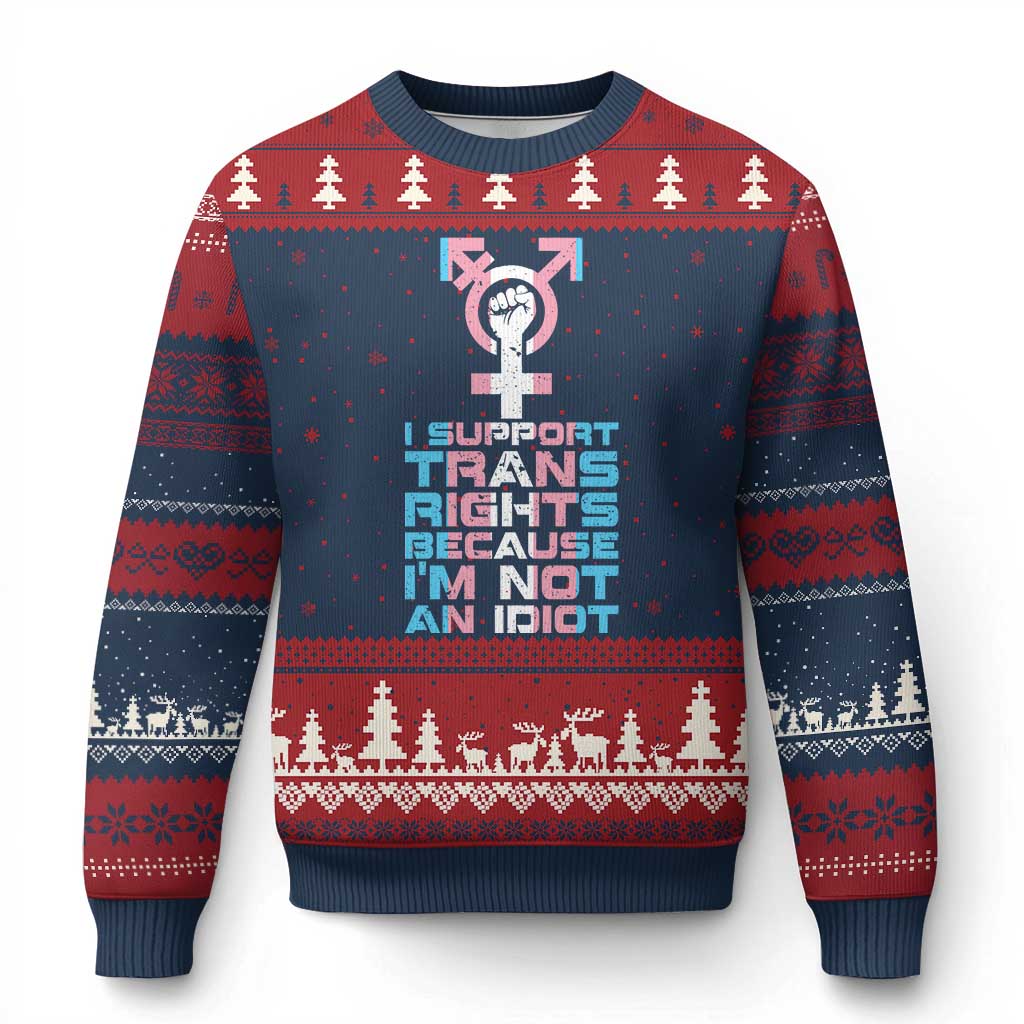 Trans Ally Ugly Christmas Sweater Transgender Pride Flag Support - Wonder Print Shop