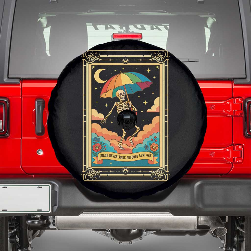 Shade Never Made Anybody Less Gay Spare Tire Cover Funny Skeleton Rainbow Pride Month - Wonder Print Shop