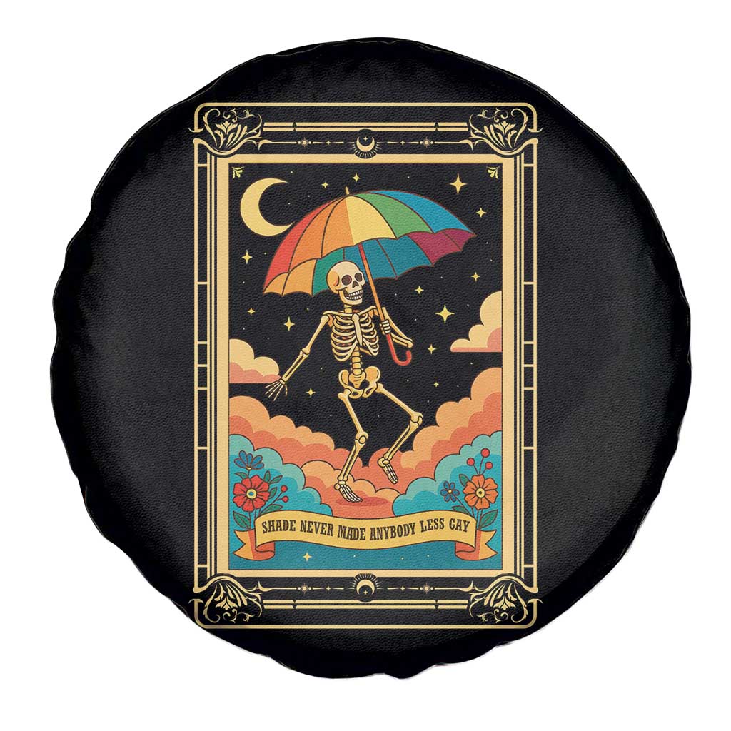 Shade Never Made Anybody Less Gay Spare Tire Cover Funny Skeleton Rainbow Pride Month - Wonder Print Shop