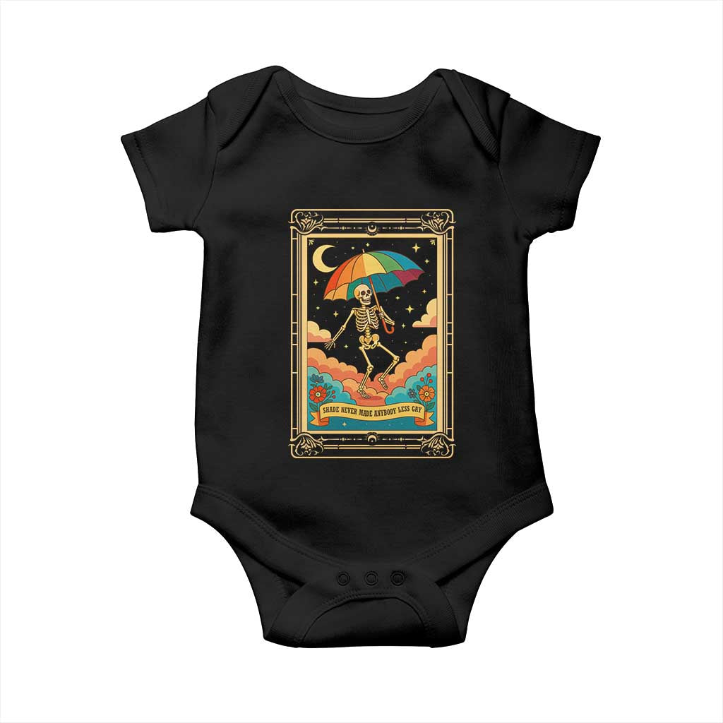 Shade Never Made Anybody Less Gay Baby Onesie Funny Skeleton Rainbow Pride Month - Wonder Print Shop