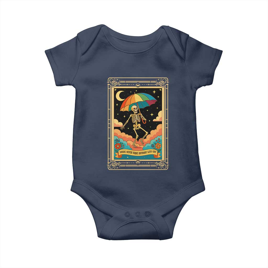 Shade Never Made Anybody Less Gay Baby Onesie Funny Skeleton Rainbow Pride Month - Wonder Print Shop