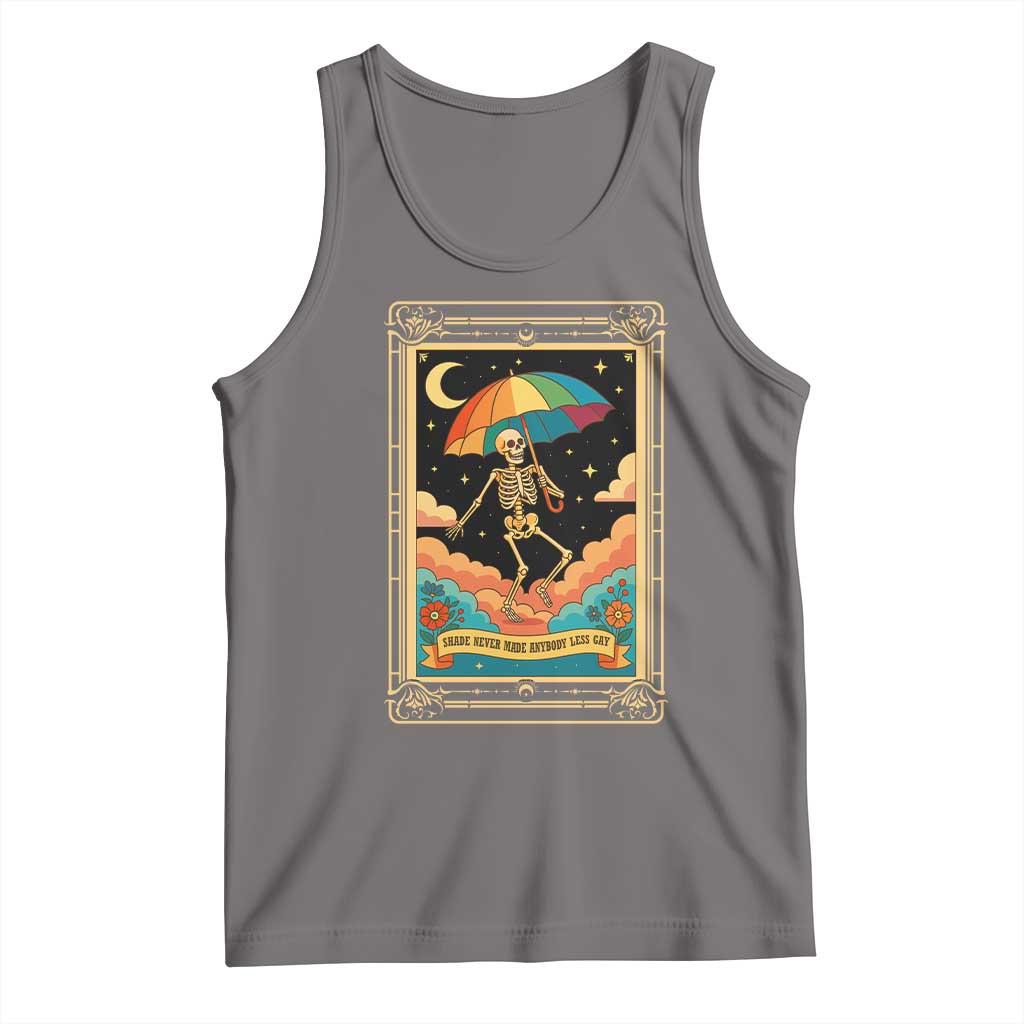 Shade Never Made Anybody Less Gay Tank Top Funny Skeleton Rainbow Pride Month - Wonder Print Shop