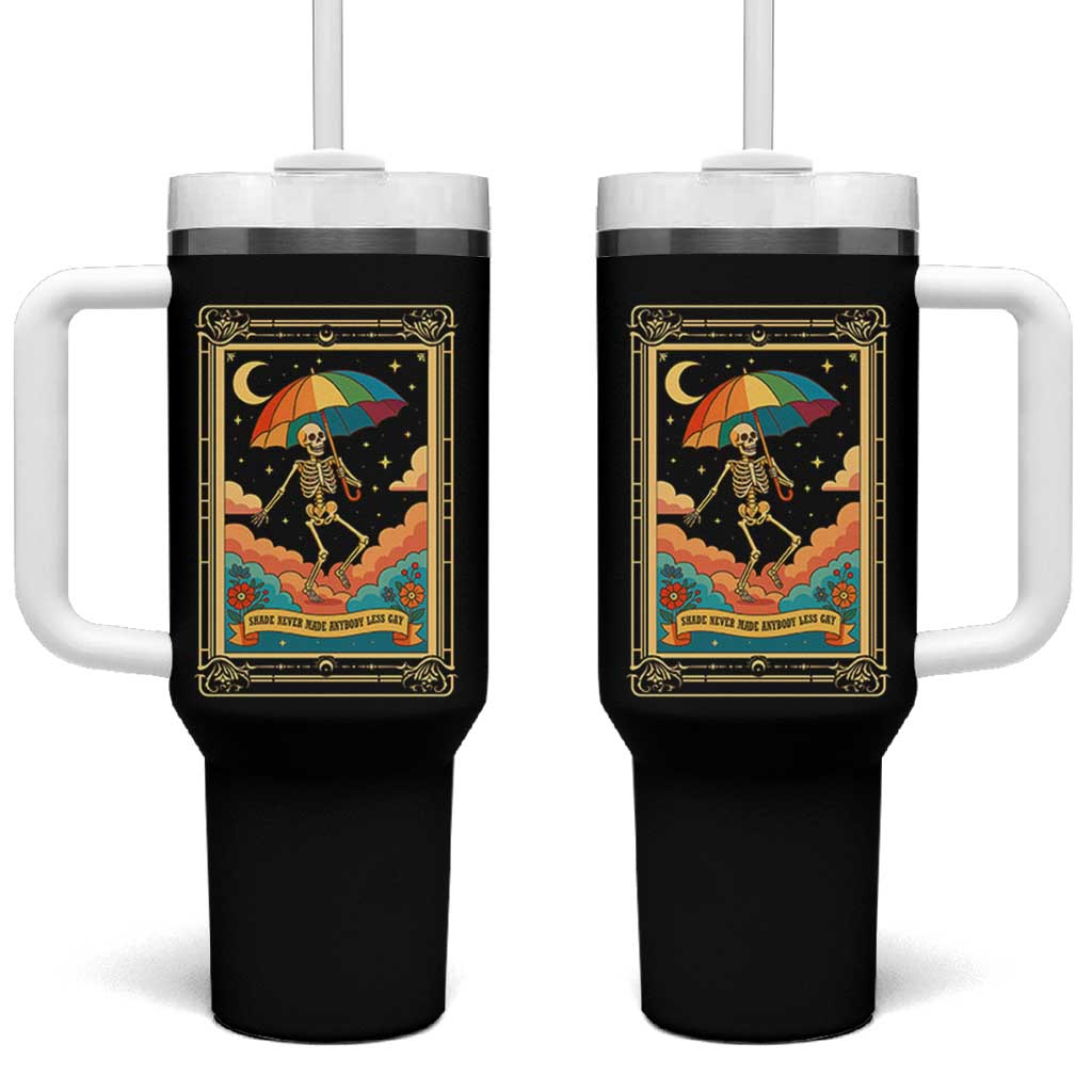 Shade Never Made Anybody Less Gay Tumbler With Handle Funny Skeleton Rainbow Pride Month - Wonder Print Shop