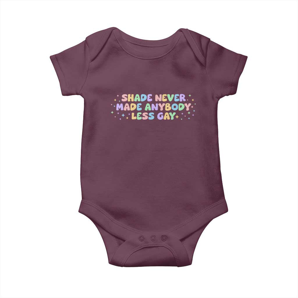 Shade Never Made Anybody Less Gay Baby Onesie LGBTQ Pride - Wonder Print Shop