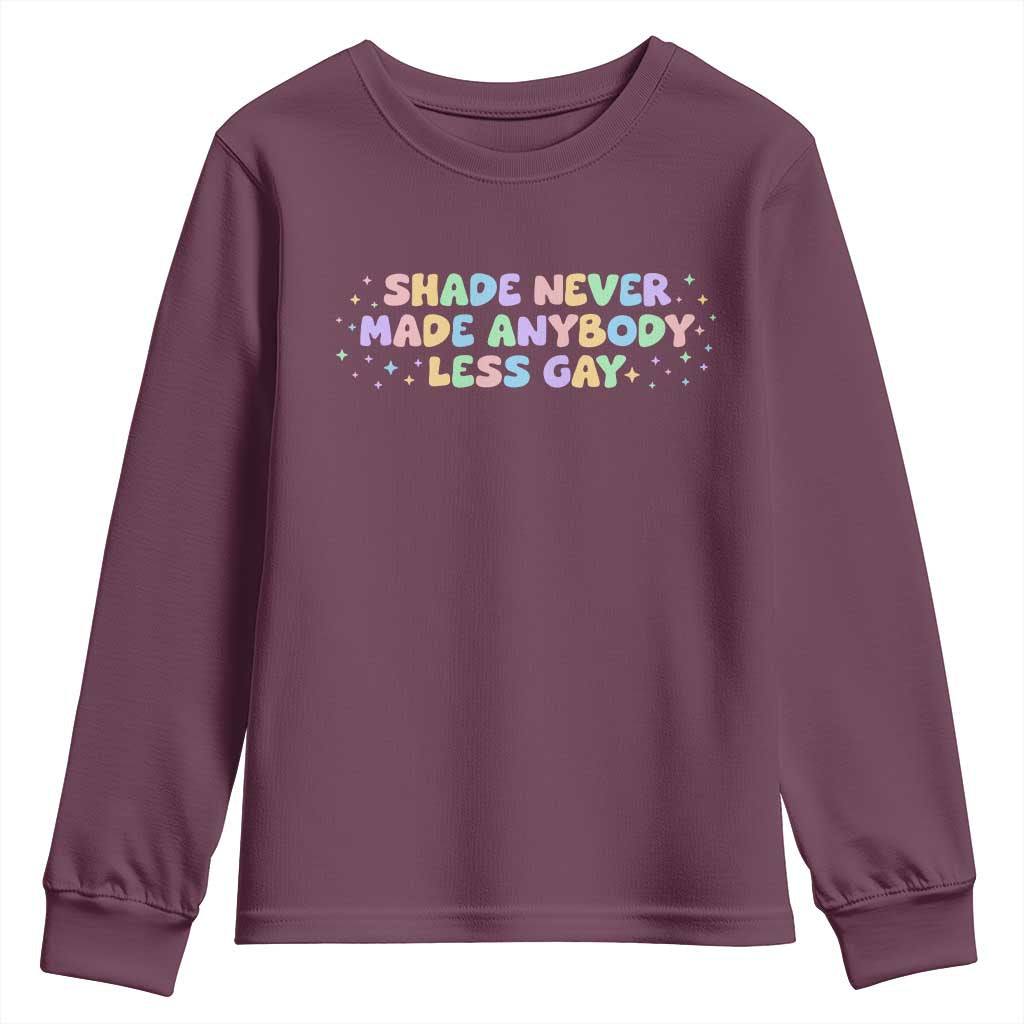 Shade Never Made Anybody Less Gay Youth Sweatshirt LGBTQ Pride - Wonder Print Shop